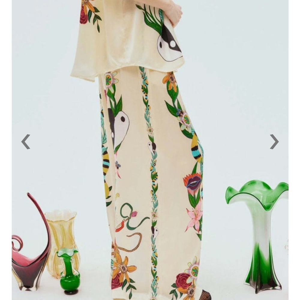 Alemais Meagan Floral Print Wide-Leg silk Pants - Picture 2 of 7